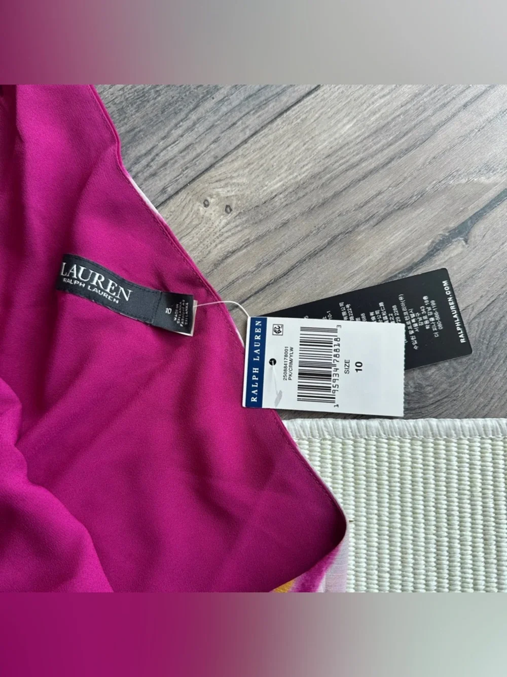 LAUREN RALPH LAUREN Striped One-Shoulder NWT Crinkle Georgette Dress - Picture 4 of 11